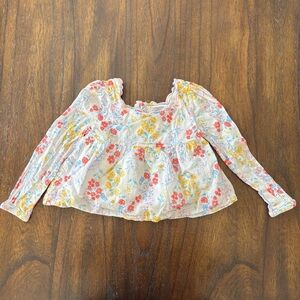 Joie Floral Ruffle Trim Long Sleeve